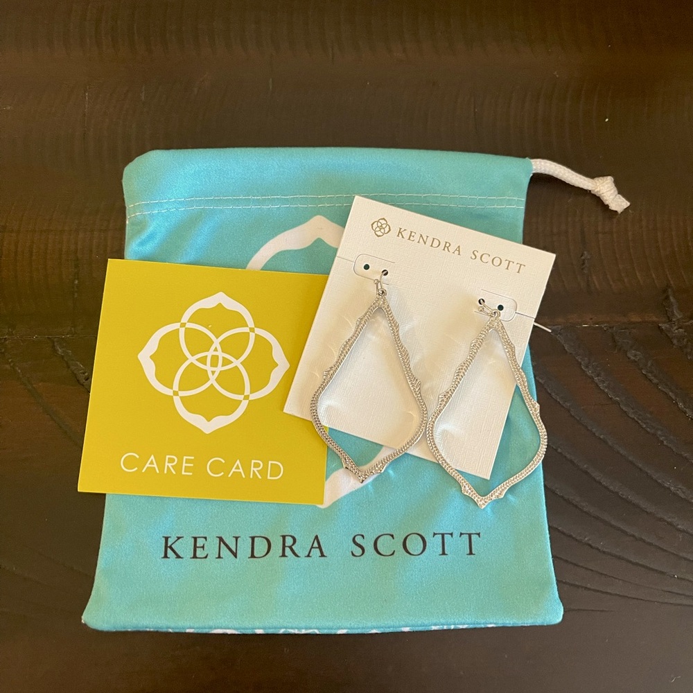 Kendra Scott Sophee Silver Drop Earrings in Original Bag with Care Instructions